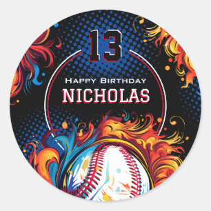 Baseball Birthday Party Ronde Sticker