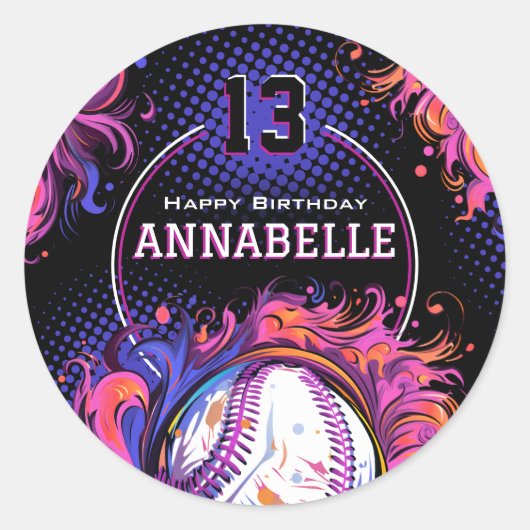 Baseball Birthday Party Ronde Sticker (Voorkant)