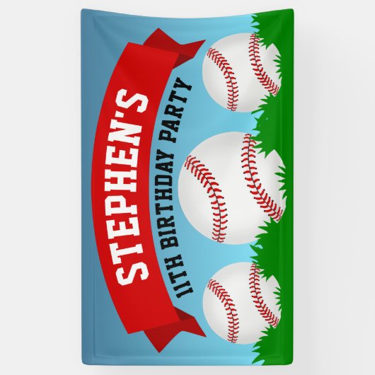 Baseball Birthday Party Spandoek (Verticaal)