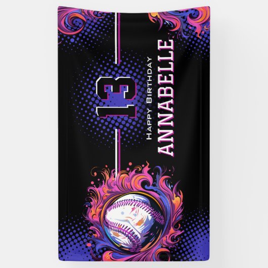 Baseball Birthday Party Spandoek (Verticaal)