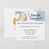 Baseball Birthday Party-uitnodigingen - 5,25 x 5,2 Kaart (Voorkant / Achterkant)