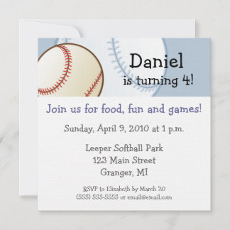 Baseball Birthday Party-uitnodigingen - 5,25 x 5,2 Kaart