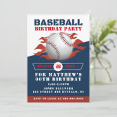 Baseball Birthday Party Voeg foto-uitnodigingen to (Staand voorkant)