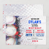 Baseball Birthday Red White & Blue Invitation Kaart (Voorkant / Achterkant)