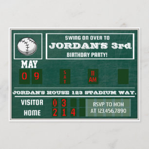 Baseball Birthday Scorebord  honkbal kinder Kaart