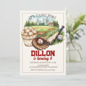 Baseball birthday, sports birthday, baseball party kaart (Staand voorkant)