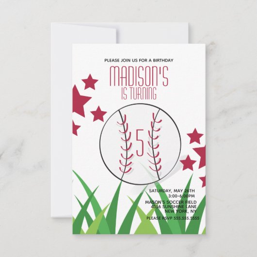 Baseball Birthday Stars Elke dag van de zondag Kaart (Voorkant)