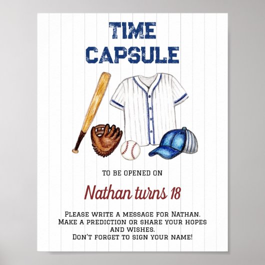 Baseball Birthday Time Capsule-teken Poster (Voorkant)