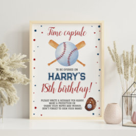 Baseball Birthday Time Capsule-teken Poster