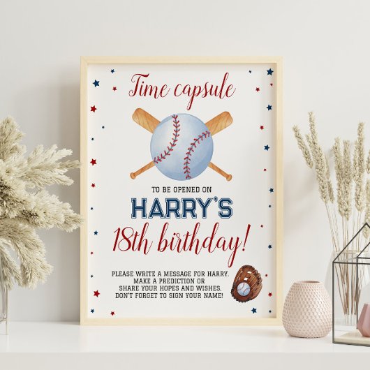 Baseball Birthday Time Capsule-teken Poster