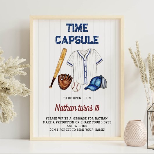 Baseball Birthday Time Capsule-teken Poster