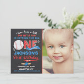 Baseball Birthday Uitnodiging Baseball 1e verjaard (Staand voorkant)