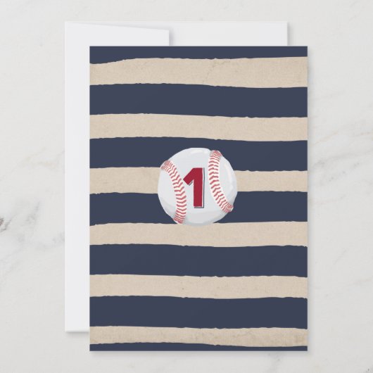 Baseball Birthday Uitnodiging Baseball 1e verjaard (Achterkant)