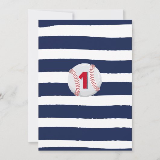 Baseball Birthday Uitnodiging Baseball 1e verjaard (Achterkant)