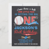 Baseball Birthday Uitnodiging Baseball 1e verjaard (Voorkant)