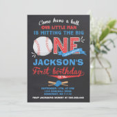 Baseball Birthday Uitnodiging Baseball 1e verjaard (Staand voorkant)