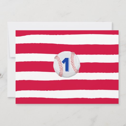 Baseball Birthday Uitnodiging Baseball 1e verjaard (Achterkant)