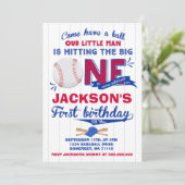 Baseball Birthday Uitnodiging Baseball 1e verjaard (Staand voorkant)