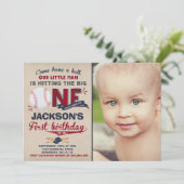 Baseball Birthday Uitnodiging Baseball 1e verjaard (Staand voorkant)
