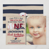 Baseball Birthday Uitnodiging Baseball 1e verjaard (Voorkant / Achterkant)