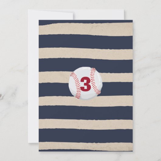 Baseball Birthday Uitnodiging Baseball 3e verjaard (Achterkant)