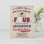 Baseball Birthday Uitnodiging Baseball 4e verjaard (Staand voorkant)