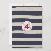 Baseball Birthday Uitnodiging Baseball 4e verjaard (Achterkant)