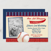 Baseball Birthday-uitnodigingen Kaart (Voorkant / Achterkant)