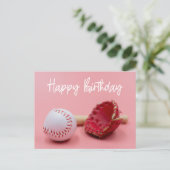 Baseball Birthday woord op groen voor speler Briefkaart (Staand voorkant)