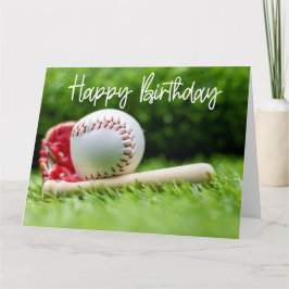 Baseball Birthday woord op groen voor speler Kaart