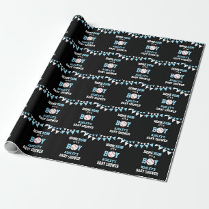 Baseball Black Blue White Baby shower HOME RUN Cadeaupapier