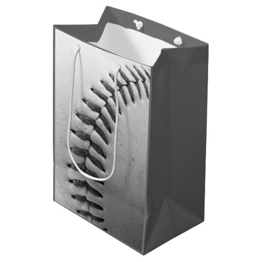 Baseball Black en White Medium Cadeauzakje (Voorkant Gekanteld)