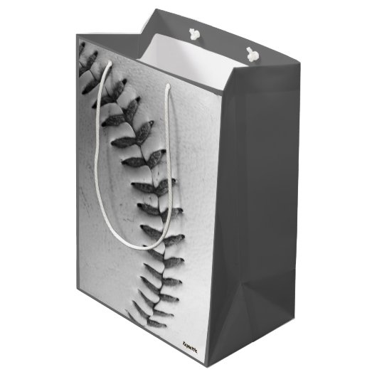Baseball Black en White Medium Cadeauzakje (Achterkant Gekanteld)