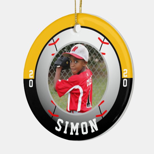 Baseball Black Gold Team Colour Keramisch Ornament (Links)