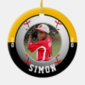 Baseball Black Gold Team Colour Keramisch Ornament (Achterkant)