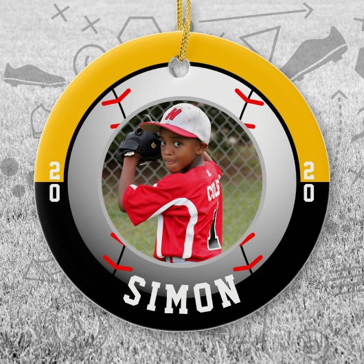 Baseball Black Gold Team Colour Keramisch Ornament