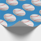 Baseball Blauw en Rood Patroon Cadeaupapier (Hoek)
