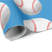 Baseball Blauw en Rood Patroon Cadeaupapier (Rol Hoek)