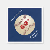 Baseball Blauwe Naam 60e Verjaardagspartij Papier Servet (Voorkant)