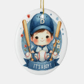 Baseball Bliss Baby Boy Aankondiging Baby shower Keramisch Ornament (Rechts)