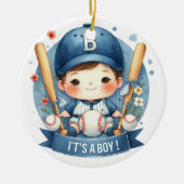 Baseball Bliss Baby Boy Aankondiging Baby shower Keramisch Ornament (Voorkant)