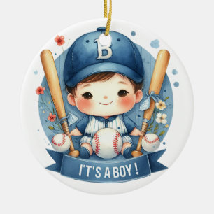 Baseball Bliss Baby Boy Aankondiging Baby shower Keramisch Ornament