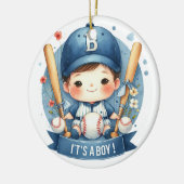 Baseball Bliss Baby Boy Aankondiging Baby shower Keramisch Ornament (Links)