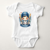 Baseball Bliss Baby Boy Aankondiging Baby shower Romper (Voorkant)