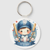Baseball Bliss Baby Boy Aankondiging Baby shower Sleutelhanger (Voorkant)