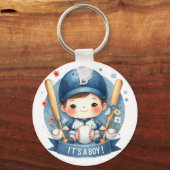 Baseball Bliss Baby Boy Aankondiging Baby shower Sleutelhanger (Voorkant)