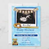 Baseball Blue Baby Boy Ultrasound Baby shower Kaart (Voorkant)