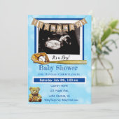 Baseball Blue Baby Boy Ultrasound Baby shower Kaart (Staand voorkant)