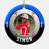 Baseball Blue Black Team Colors Keramisch Ornament (Achterkant)