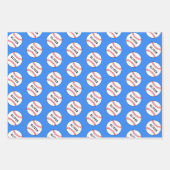 Baseball Blue Pattern Kinder naam Birthday Inpakpapier Vel (Voorkant 2)